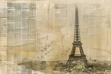 Paris ephemera border architecture drawing paper.