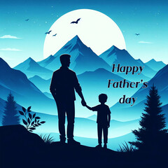 Father's Day poster or banner template with hat, necktie, and gift box 