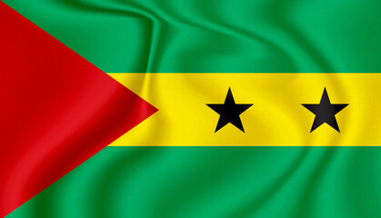 sao tome and príncipe national flag in the wind illustration image