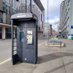 A public telephone booth