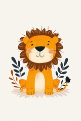 flat illustration of lion with calming colors