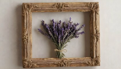 Create an antique frame adorned with dried lavende upscaled 4