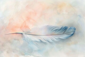 Abstract pastel watercolor creating a soft and faint image of a feather, light as air