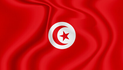 tunisia national flag in the wind illustration image