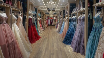 Luxury Dress Boutique Showcasing Elegant Formal Dresses for Sale
