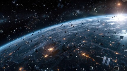 Space Debris Drifting in Orbit A Glimpse into the Universes Expanding Technological Footprint