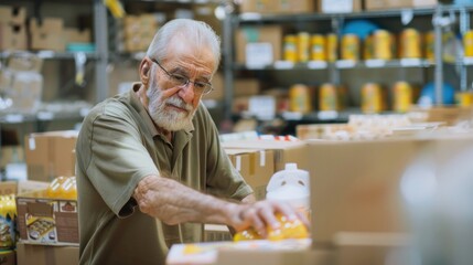 Compassionate Mature Man Volunteering at Community Center - Powered by Adobe