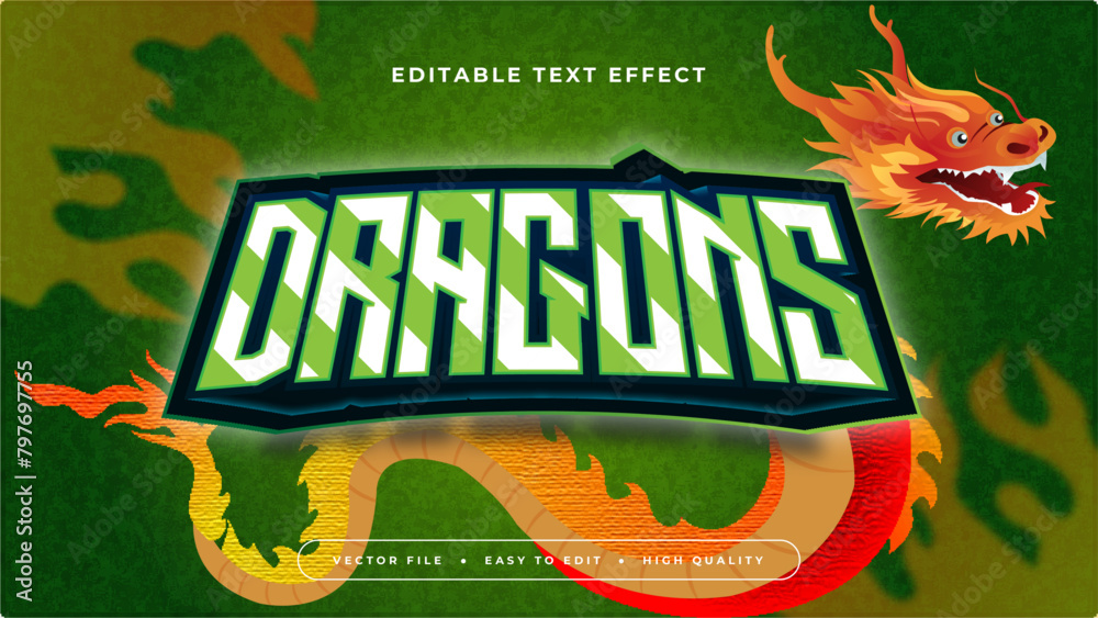 Wall mural Colorful dragons 3d editable text effect - font style - Wall murals