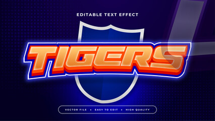 Blue orange and white tiger 3d editable text effect - font style