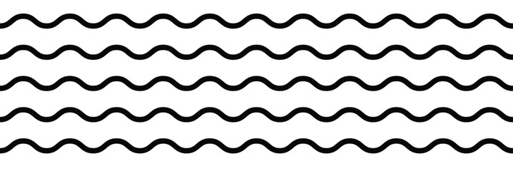 Line art striped graphic template. Curve wave seamless pattern.