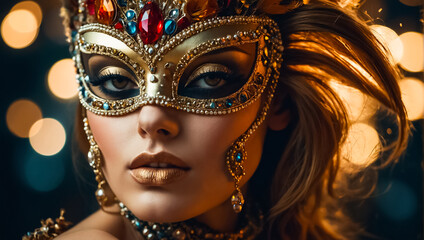 Portrait of a chic woman in a carnival mask model