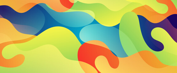 Orange green and blue vector abstract liquid blob wavy simple banner with modern design. Vector design layout for presentations, flyers, posters, background, annual report, invitations