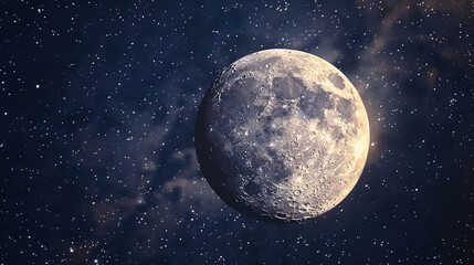 Obraz premium Ultra realistic of moon with milky way and stars in a space