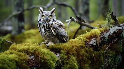 great horned owl in the woods