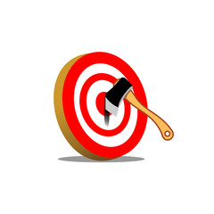 axe target vector illustration. axe throw in the right target. market goal and customer target