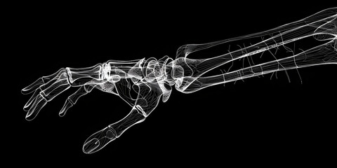 Skeleton hand vector illustration isolated on black, background. 
