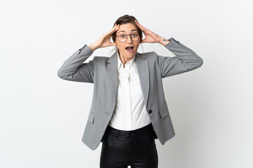 Business Ireland woman isolated on white background with surprise expression