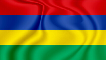 mauritius national flag in the wind illustration image