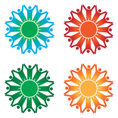 Group of stylized figures representing the concept of winning teamwork