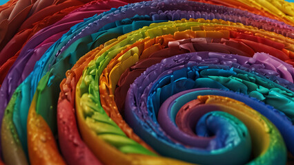 This image is a mesmerizing depiction of a rainbow swirl. The vivid colors are arranged in a captivating spiral pattern, creating a sense of movement and energy. 