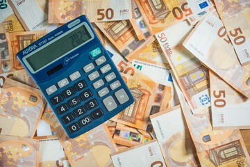 2024 calculator and ,money euro bills 