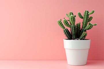 Mockup paper spiral calendar with cactus on pink background