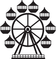 Ferris wheel silhouette style vector illustration white background - Generative AI