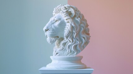 Elegant lion marble head statue exuding timeless sophistication.