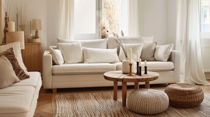 Beige Living Room. Warm and Stylish Space for Relaxation