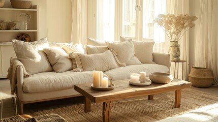 Warm and Simple Beige Living Room