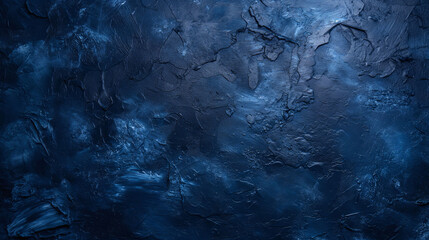 Beautiful Abstract Grunge Decorative Navy Blue Dark Stucco Wall Background. Art Rough Stylized Texture Banner With Space For Text