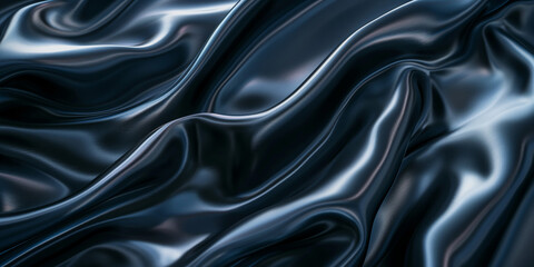 Obraz premium Glänzender schwarzer Satin Stoff im edlen Material schön drapiert