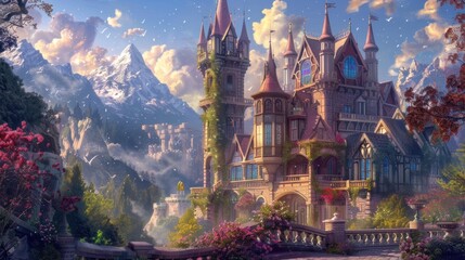 Enchanting Illustration of a Fairy Tale Castle