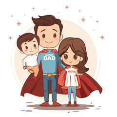Vector file of Super Family Character of Everyday Life