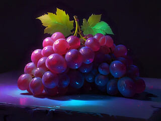 produce AI, bunch of grapes on the vine, sweet juicy fresh fruit, black background, Jombang-Indonesia, April 27, 2024