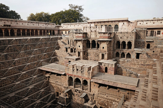Panna Meena Ka Khun or the stepwells of Chand Baori, in Jaipur, India. It was built as a monument to the goddess of joy and happiness, Hashat Mata.