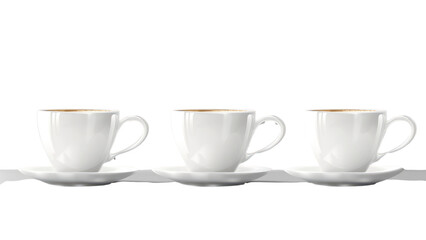 Three white cups on a white plate