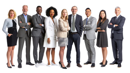 Fototapeta premium A group of people in business attire are standing in a line