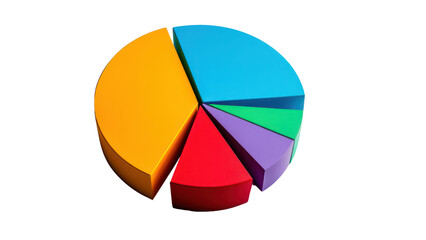 Fototapeta premium A colorful pie chart is shown with the colors red, orange, yellow, green