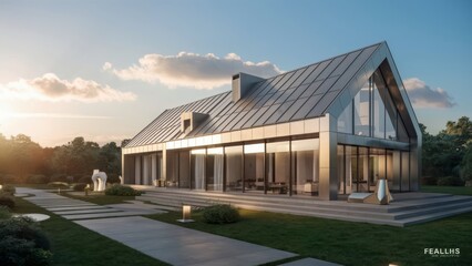 Obraz premium modern house property real estate exterior design