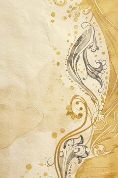 Gold and White Swirls and Dots Painting