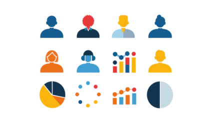 A collection of people with different colored heads and bodies