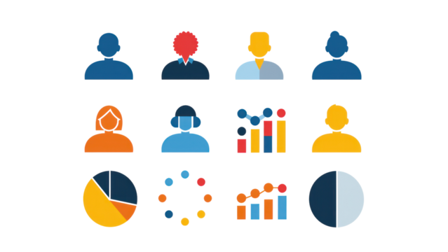 A collection of people with different colored heads and bodies