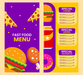 Fast food menu template restaurant 