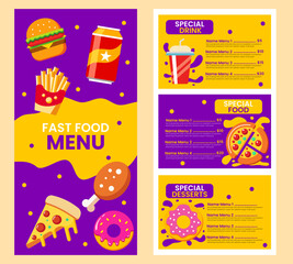 Fast food menu template. suitable for menu restaurant or cafe