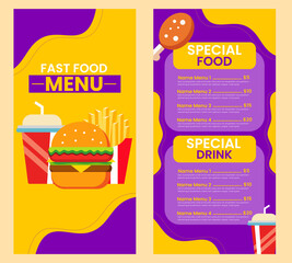 template menu in flat design style, suitable for menu restaurant or cafe