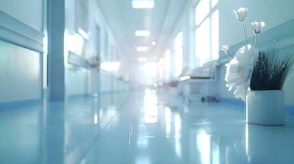 moving escalator in a station, Interior of modern hospital abstract medical background
