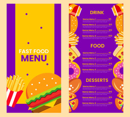 Fast food menu template. Suitable for menu restaurant or cafe