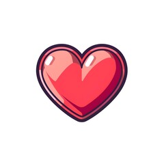 red heart on white background, Cartoon heart icon with shadow on white background generative ai

