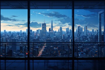 Illustration of View architecture metropolis cityscape.